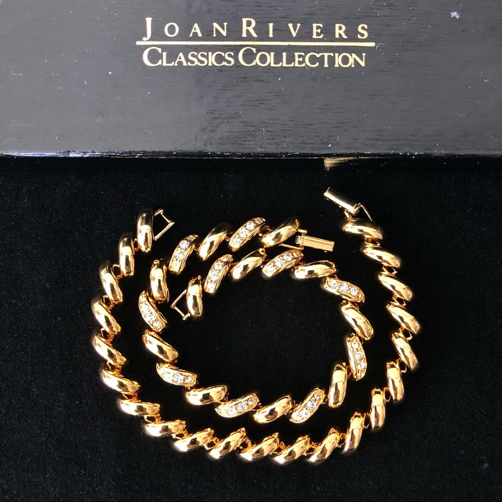 Vintage JOAN RIVERS Collection Gold Tone and Crystal Bracelet Set IOB
